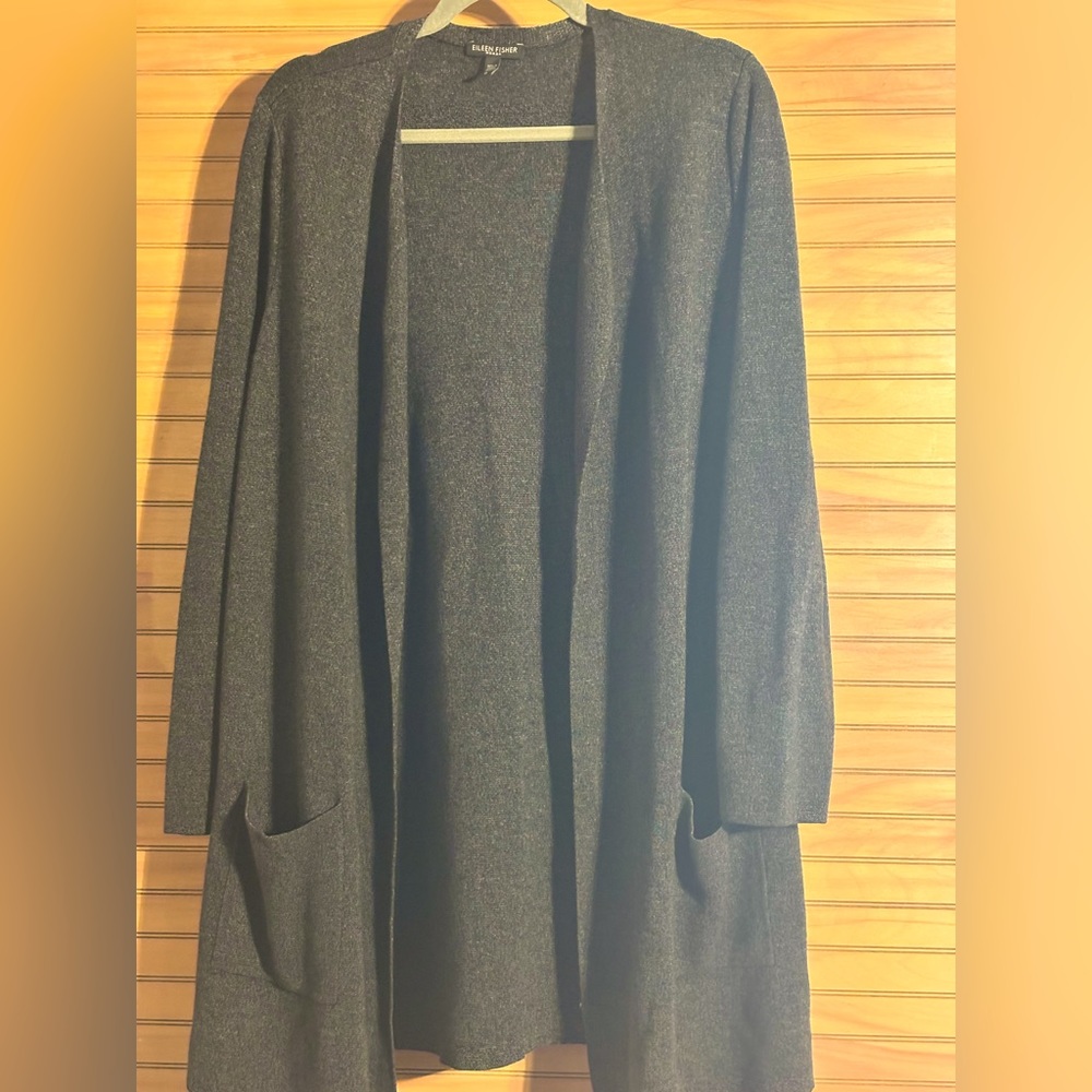 Eileen Fisher Women’s Black/Dark Gray Duster/Cardigan Sweater. Size 1X